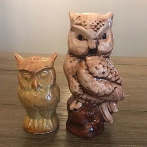 Vintage ceramic glazed owls retro 70’s two included in listing